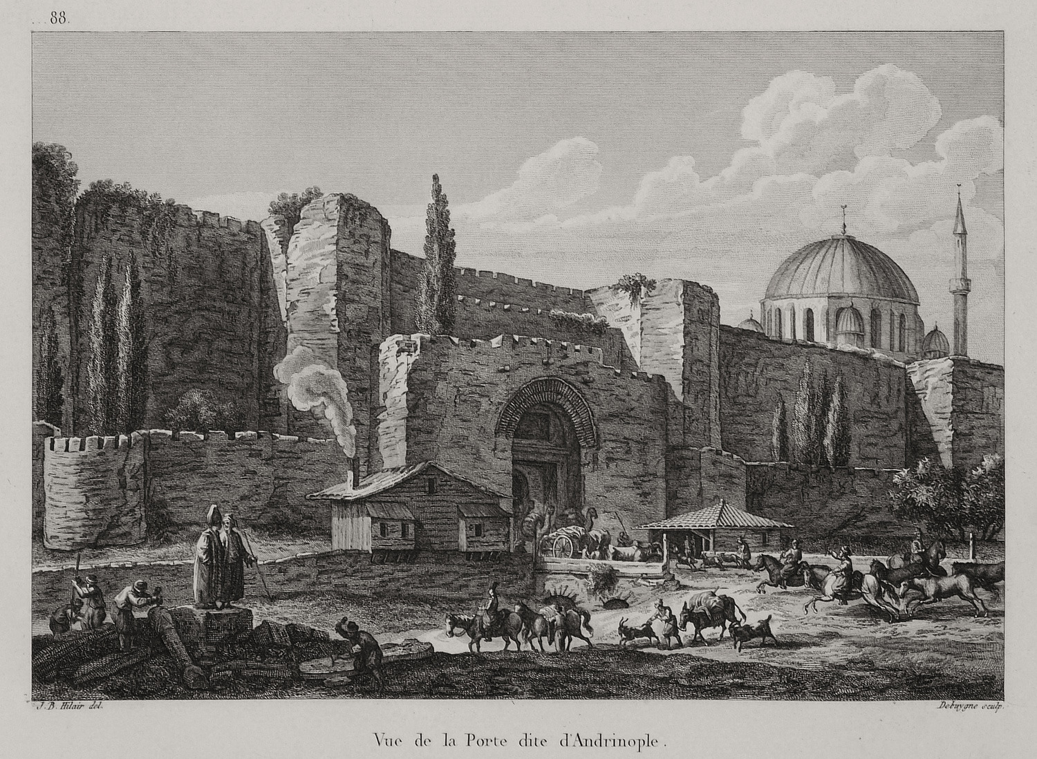 Άποψη της Πύλης της Αδριανούπολης στα τείχη της Κωνσταντινούπολης