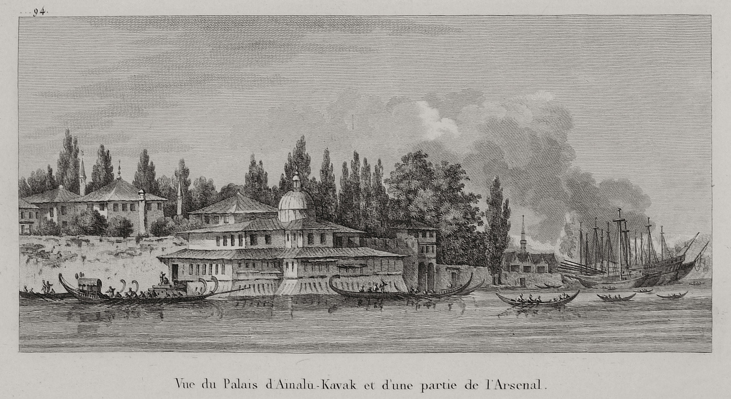 Άποψη του Ανακτόρου Αϊναλί Καβάκ και τμήματος των οθωμανικών ναυπηγείων στον Κεράτιο Κόλπο