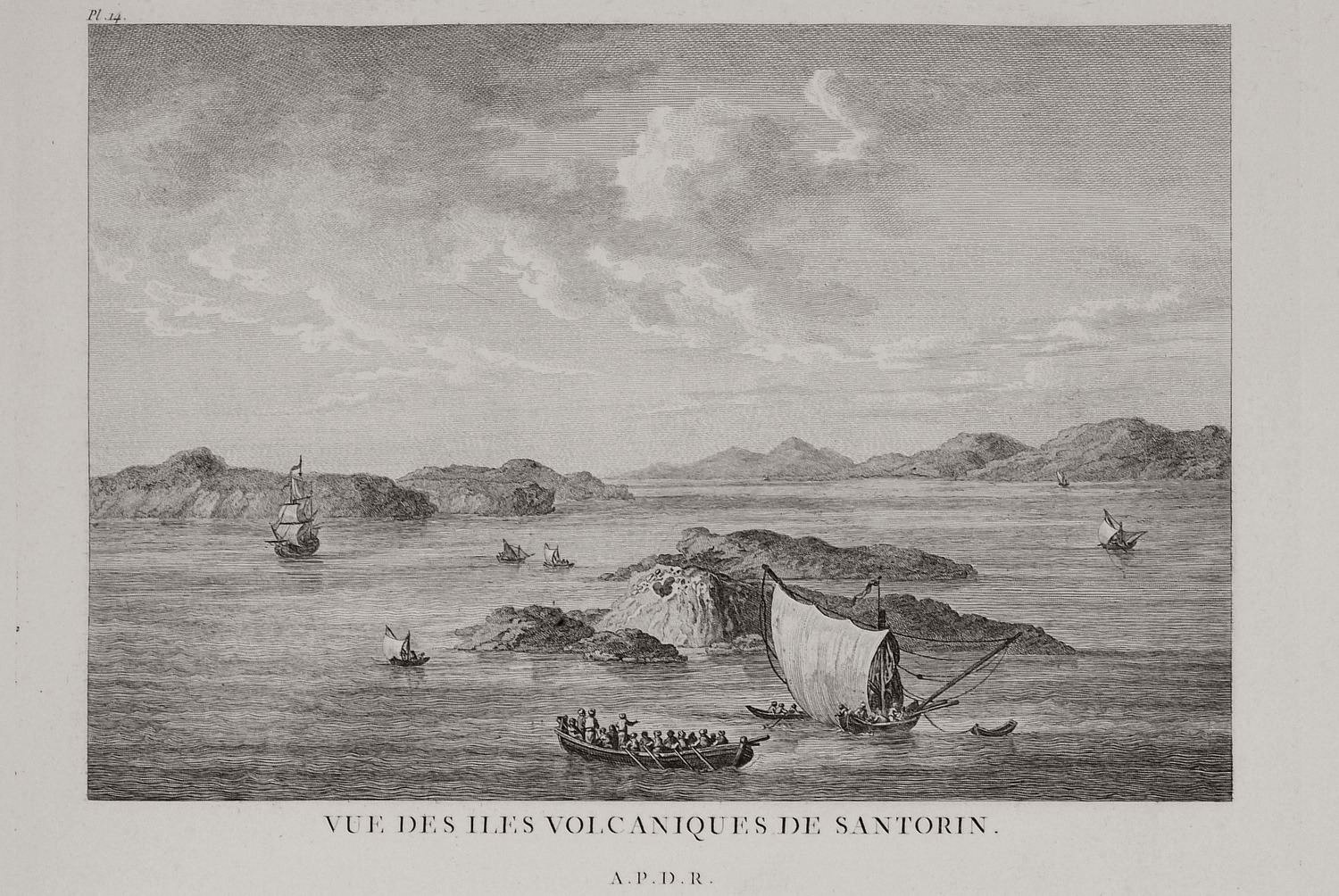 Άποψη των ηφαιστειογενών νησίδων κοντά στη Σαντορίνη