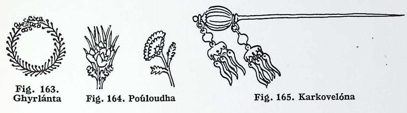 Ενδυμασία γυναίκας χωριού – Άγιος Γεώργιος Συκούσης –       163. Γιρλάντα 164. Πούλουδα 165.Καρκοβελόνα