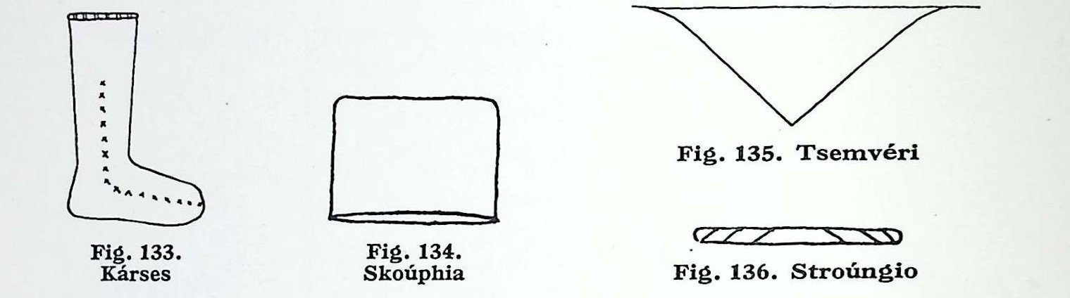 Ενδυμασία γυναίκας χωριού – Βέσσα-133.Κάρσες 134. Σκουφιά. 135. Τσεμπέρι 136.Στρούγγιο