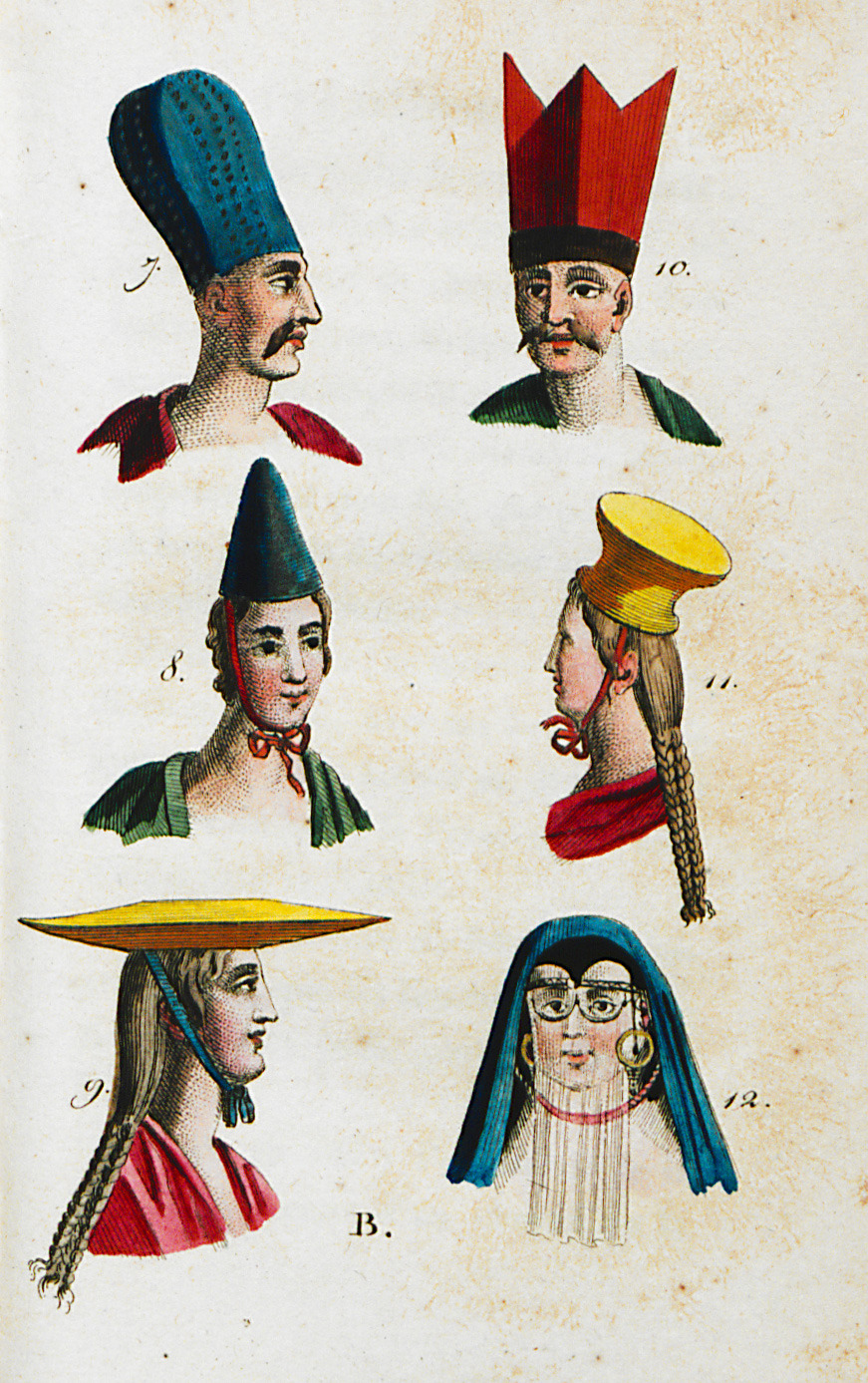 Καπέλα οθωμανών που δηλώνουν κοινωνική και επαγγελματική τάξη, καθώς και εθνοτική ομάδα