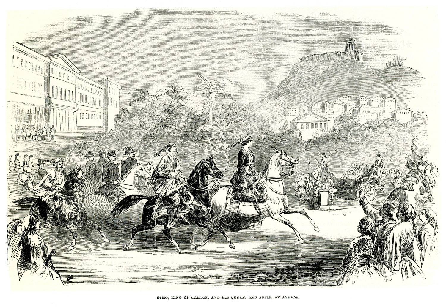 Ο Όθωνας και η Αμαλία αναχωρούν από τα ανάκτορα, 1854