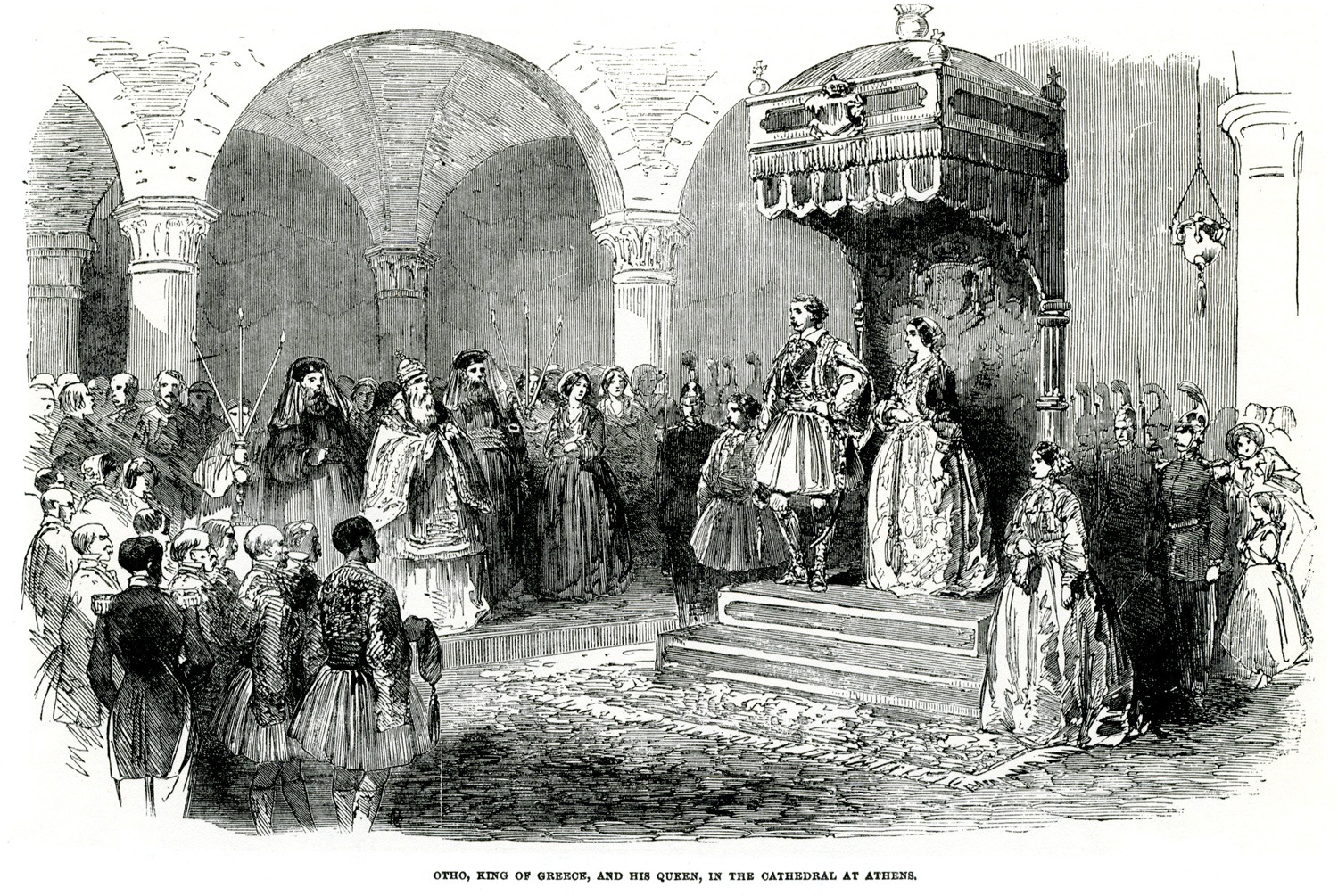 Ο Όθωνας και η Αμαλία εκκλησιάζονται στη Μητρόπολη Αθηνών, 1854