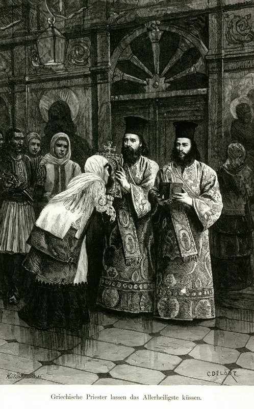 Πιστοί ασπάζονται ιερή εικόνα