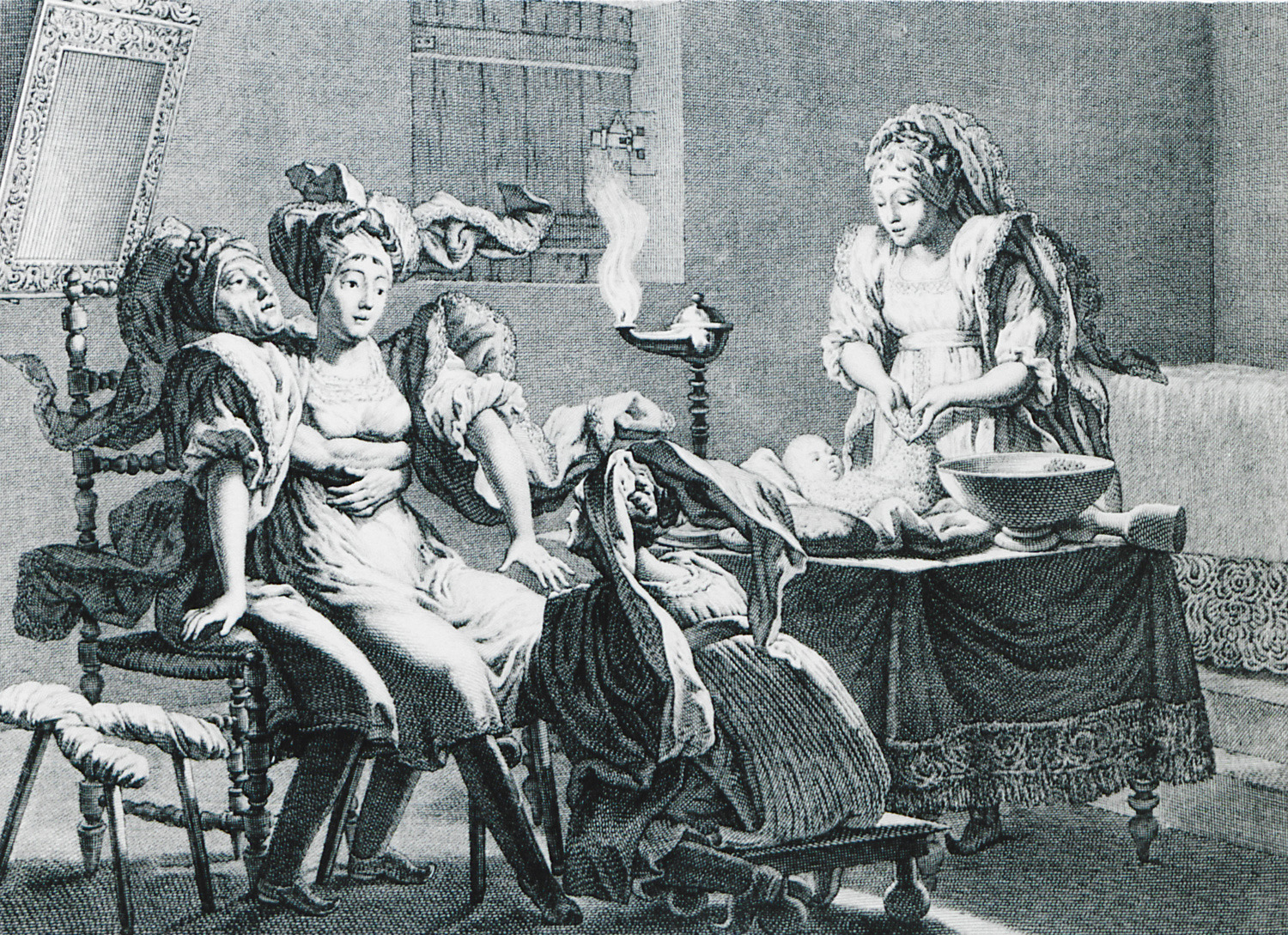 Σκηνή από τοκετό Ελληνίδας των Κυκλάδων