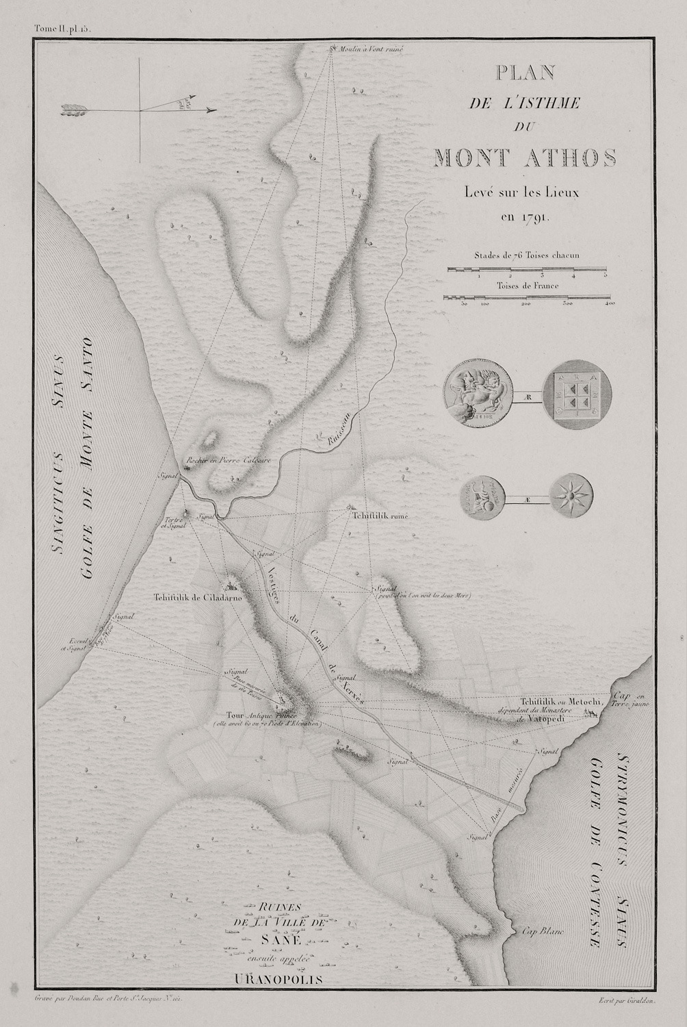 Χάρτης του ισθμού της χερσονήσου του Άθως