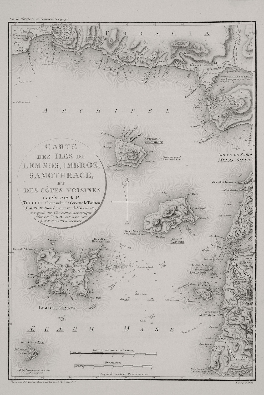Χάρτης των νησιών Λήμνος, Ίμβρος, Σαμοθράκη και οι γειτονικές ακτές