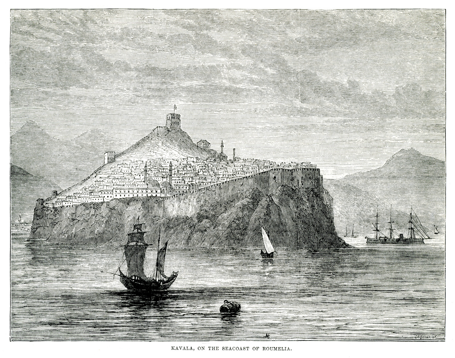 Άποψη της Καβάλας από τη θάλασσα