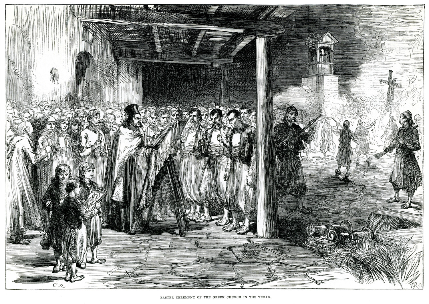 Έλληνορθόδοξοι της Τρωάδας παρακολουθούν την ακολουθία της Ανάστασης