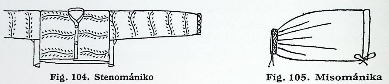 Ενδυμασία γυναίκας χωριού – Μεστά-                                          104. Στενομάνικο 105. Μισομάνικα