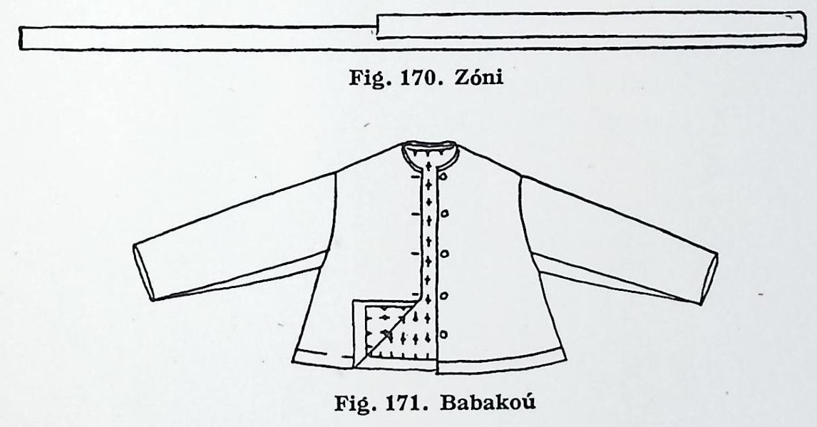 Ενδυμασία γυναίκας χωριού – Βορειόχωρα -Καρδάμυλα-         170. Ζώνη 171. Μπαμπακού