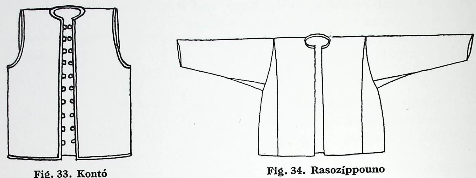 Ενδύματα ανδρών χωρικών Βορειόχωρα ή Βόρεια Χίος-         33. Κοντό 34. Ρασοζίπουνο