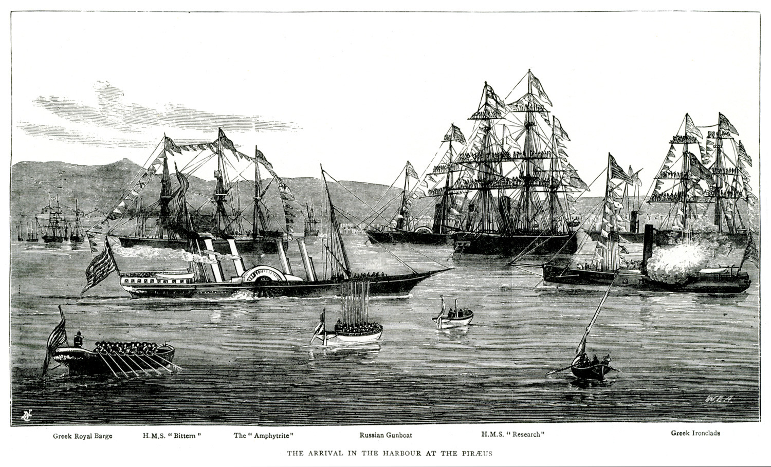 Το βρετανικό βασιλικό πλοίο “Osborne” που μετέφερε την πριγκίπισσα Αλεξάνδρα της Ουαλίας φτάνει στον Πειραιά